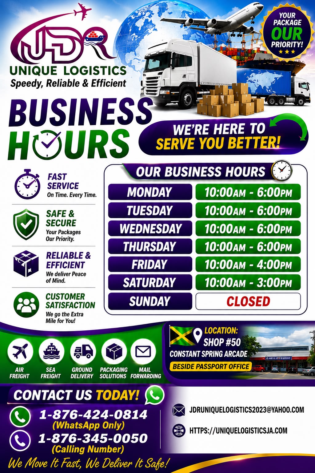 Opening and closing hours
